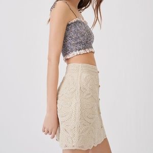 Maje MACRAMÉ-STYLE BEIGE SKIRT Sz T34